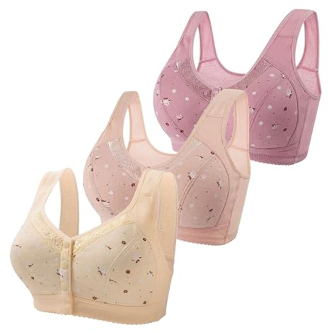 POIUIYQA 3 Uds Sujetador de Talla Grande Sujetador Abierto Por delante Sin Aros Sujetador deportivo Con Apertura Frontal Sujetadores Suaves para Mujer Sujetador Fitness Yoga Ropa Interior para Dormir