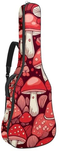Gitarrentasche für Akustikgitarre mit zwei Taschen, niedlicher roter Pilz, wasserabweisend, doppelt verstellbarer Schultergurt, Gitarrentasche, Niedlicher roter Pilz, 42.9x16.9x4.7 in, Stilvoll