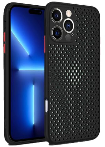 Rdyi6ba8 Cover per iPhone 16 Pro, Fotocamera Protezione Completa Ultra Leggero Morbido Silicone TPU Traspirante Mesh Design Protettiva Case per iPhone 16 Pro - Nero