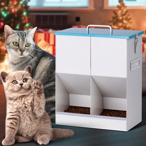 Automatic Outdoor Gravity Cat Feeders Dry Food Dispenser Double Cat Feeder for 2 Cats, 42cups/10L Dual for Pet Feeder for Dogs (10L)