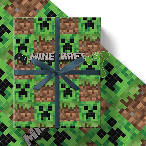 HOOKTA 5 Stück Spiel Geschenkpapier 51 x 75 cm Kraftpapier Langlebig Geschenkpapierbögen für Kindergeburtstage Party Festliche Dekoration (Grün Kariert)