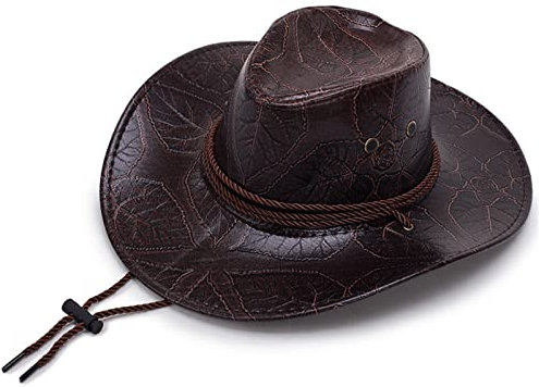 LVUNZJCA Herren-Lederhut Frühling Sommer wasserdicht Leder Cowboyhut Western Rain Hut Männer Durable Lederkappe für Laufen, Wandern im Freien
