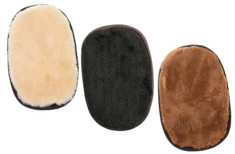 FRCOLOR 3pcs Shoe Shine Polishing Gloves Set Soft Faux Lambswool Buffing Cloth for Leather Shoes and Boots Shoeshine Cleaning Glove Kit Suitable for Travel and Daily Use