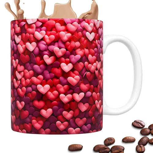 Tazze da caffè di San, tazze a forma di cuore con decorazioni di San | Tazza romantica di San Tazza in ceramica Tazza da caffè,Tazzine da caffè Tazza da caffè Decorazione da scrivania, Tazza da tè da