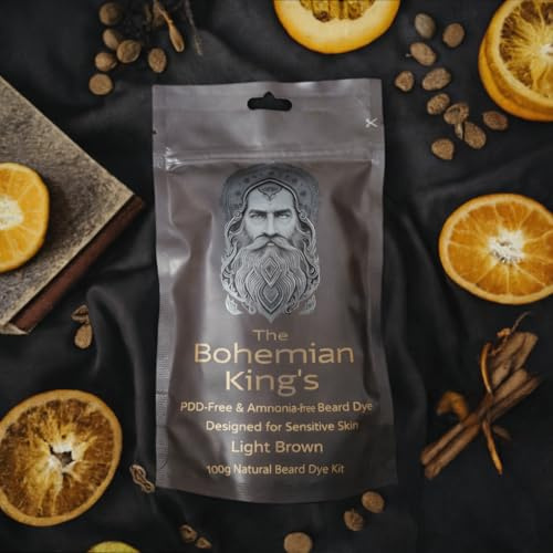 The Bohemian King's Organic Beard Dye for Men - Light Brown, PPD-Free and Ammonia-Free, Natural Gentle Beard Color for Sensitive Skin