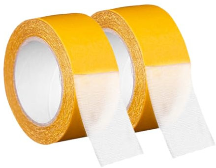 Holibanna 2rolls Double Sided Carpet Tape Heavy Duty Adhesive Mesh Mounting Tape for Rugs Removable and Strong Grip for Weddings Exhibitions and Wall Decorations