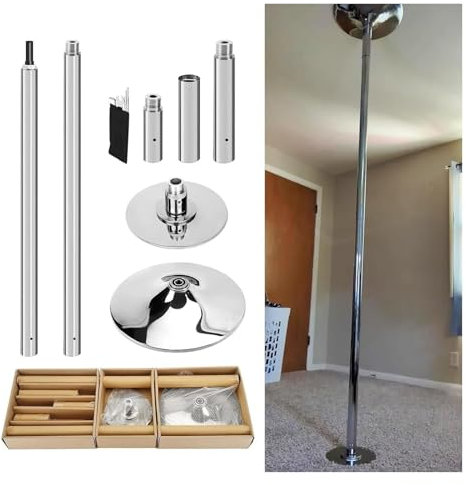 Dance Pole Tubo，Barra De Baile Permanente， Barra de baile de fitness ajustable, barra de striptease estática y giratoria, estabilizada, sin necesidad de taladrar.(Height 2.23-2.86m (7.3ft-9.4ft))