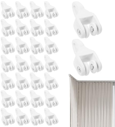 Hogvinnatil Ganci per tende, tende da soffitto, 30 ganci per tende, ganci resistenti alla ruggine, set di rulli lisci per gazebo, soggiorno