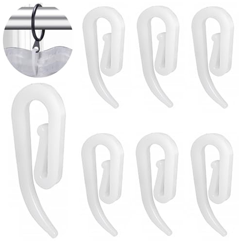 White Plastic Curtain Hooks for Door,Window Curtain Header Tape Drapery Hooks 20 Pack 2.8x1.2cm