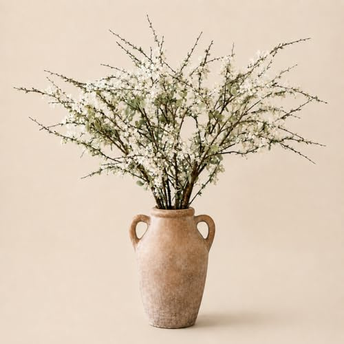 Geegoods White Flowering Branches, 10 Pack 32'' Real Touch Artificial Flowers for Tall Vases, Spring Blossom Branches for Farmhouse Minimalist Home Decor