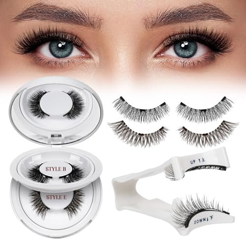 QUEWEL Magnetic-Eyelashes Natural Look, 2 Pairs Reusable Magnetic Lashes Kit with Applicator, No Glue Needed, Easy to Wear and Remove with Instructions(magnetics lashes B+E-NEW)