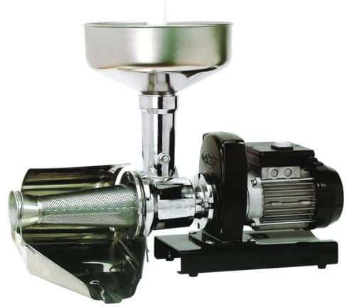 Crisalide® - Passapomodoro Elettrico SM5 Inox 370W, Motore Asincrono 0,5 HP, Corpo in Alluminio Pressofuso per Alimenti, Protezione IP54, Filtro e Imbuto in Acciaio Inox
