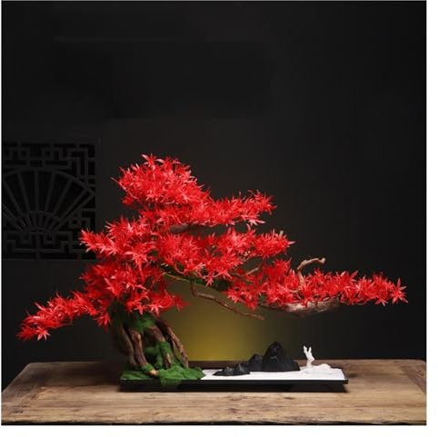 Bonsái Artificial Adornos de bonsái de pino de bienvenida, plantas verdes simuladas, sala de estar, porche, gabinete de vino, decoraciones de escritorio de oficina en maceta Bonsái Artificial