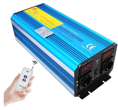 Convertisseur Onduleur Sinusoïdal Pur 12V/24V CC Vers 220V/230V CA Télécommande Écran LCD Convertisseur Puissance Camping-car Batterie Solaire Prise Européenne 8000W Onduleur Puissance(AC24V,50HZ_A 80