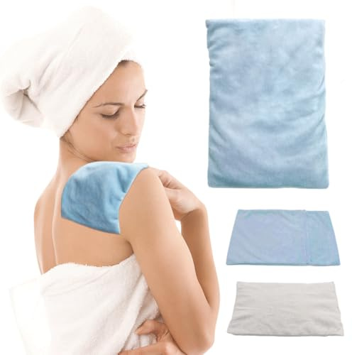 Cuscinetto riscaldante umido per alleviare il dolore, crampi, mestruali, tensione e stress, per collo, schiena, spalle, addome, articolazioni, argilla, lavanda, 1 pezzo, blu