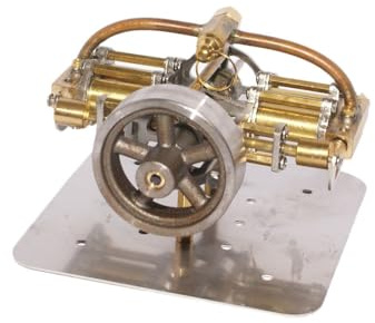 SOLIAXDIY Mini modèle de machine à vapeur H4, 90 × 90 × 45 mm, moteur mécanique sans chaudière, moteurs métalliques de bricolage, objet de collection pour bateaux et modèles de voitures