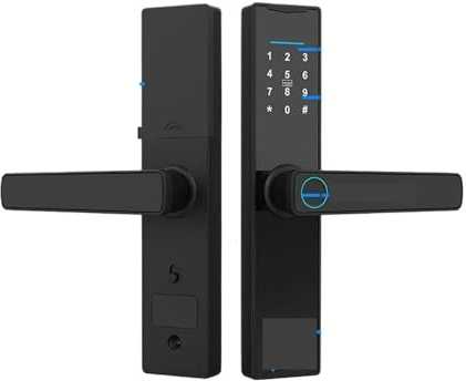 Serrure Connectée, Serrure de porte intelligente, serrure électronique numérique, en bois for maison, empreinte biométrique(22x240 4585)