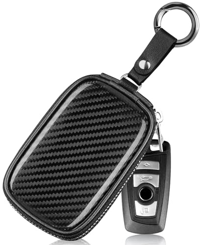 T-carbon Faraday Bag for Car Key, Real Carbon Fibre Key Fob Protector, RFID Blocking Pouch for Keyless Entry Car Keys, Anti-Theft Case Accessories(Black)