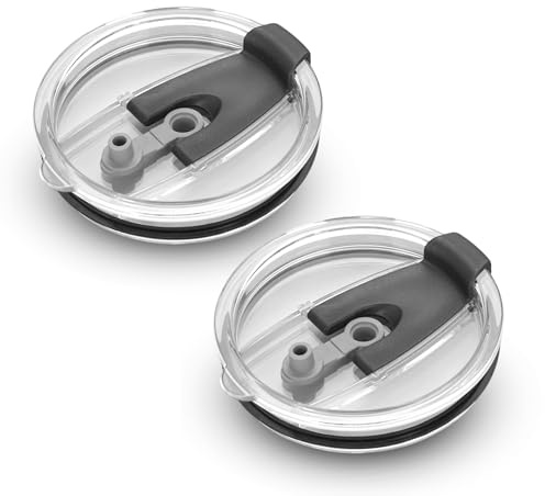Travel Mug Lid Replacement - ShiningUU 2-Pack 20oz Spill-Proof Flip Lid for Tumbler Cup | Clear Classic Design, Straw-Friendly & Non-Slip Fit (3.46x3.46In)