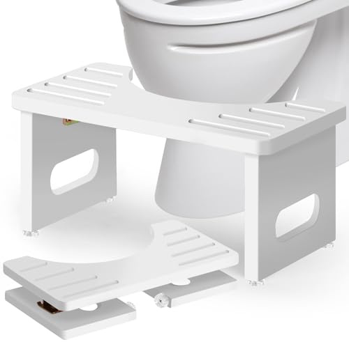 RayLove Klappbarer WC Hocker für Erwachsene, Toilettenhocker Holz, milchig