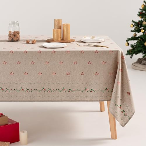 GAMUSI Weihnachtstischdecke, Leinen, Bedruckt, rechteckig, Baumwollstoff, 140 x 300 cm