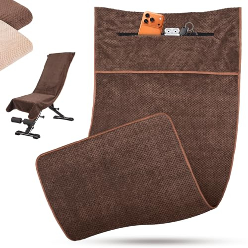MLACXLT Fitness Handtuch Mikrofaser 120x50 cm – Gym Towel mit Reißverschlusstasche, Schnelltrocknendes Sporthandtuch Fitnessstudio, leichtes Trainingshandtuch für Workout & Cardio (Dunkelbraun)