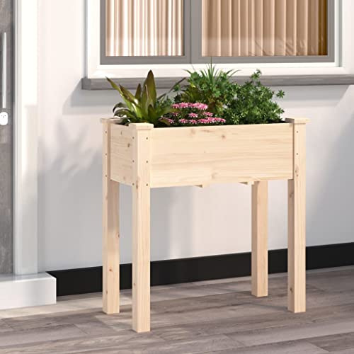 Aiuola rialzata, balcone, aiuola da giardino, fioriera con inserto, 71 x 37 x 76 cm, in legno massello, per terrazza, giardino, giardino, giardino tetto, balcone
