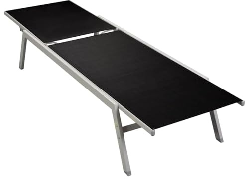 Frdhee Campingliege Schaukelsessel Schwebeliege,Sonnenliege Stahl und Textilene Schwarz,Für Balkon,Terrasse,Camping,Strand,Einfach Zu Warten