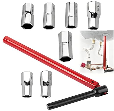 AUTITANMOX 8PCS Back Nut Kit Adjustable Tap Spanner Set Faucet Bathroom Back Nut Kit 8-14mm Water Taps Spanner Changeable Wrench Socket for Bath Basin Kitchen Sink Plumber Tap Installation Tool