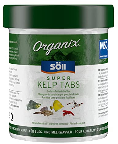Söll 16246 Organix Super Kelp Tabs 130 ml (56 g) - Fischfutter Bodenfuttertabletten mit Vitaminen und Spurenelementen für Pflanzenfresser wie Garnelen, Krebse, Welse und Cichliden im Aquarium