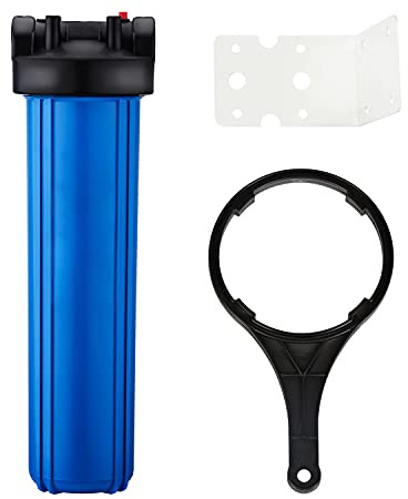 Geekpure 20-Zoll Großes Wasserfiltergehäuse 1-Zoll BSP Auslass/Einlass mit Schraubenschlüssel und Halterung- 4,5 Zoll x 20 Zoll-blau Farbe (1)