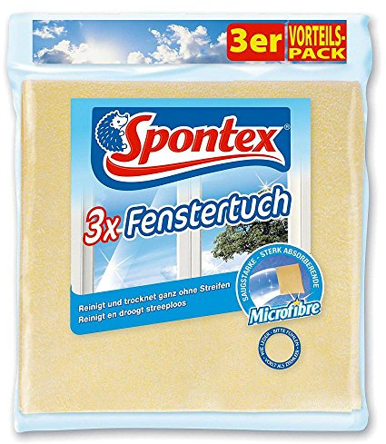 Spontex Mikrofaser Fenstertuch im 3er Vorteilspack - Für Glasflächen, Fenster, Spiegel, Fliesen und Chrom, super Soft wie weiches Leder, 10er Pack (10 x 3 Stück) / (36 x 40 cm)