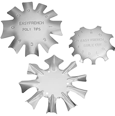MWOOT 3 Pièces French Sourire Ligne Coupe Edge Tondeuse Métal Modèle D'ongle,French Manucure Pochoir Cutter pour Gel UV Acrylique Modelage,3 Formes