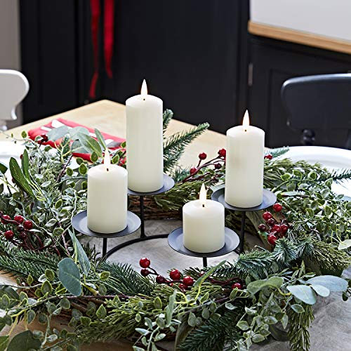 Lights4fun 56cm Adventskranz inkl. Kerzenhalter und 4er Set TruGlow® LED Kerzen