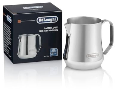 De'Longhi Melkkan DLSC069, Melkkan voor Handmatig Opschuimen, Ergonomische Handgreep, Capaciteit 500 ml, Roestvrij Staal
