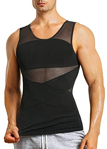 MOLUTAN Mens Compression Shirt Slimming Body Shaper Vest Sleeveless Undershirt Tank Top Tummy Control Shapewear for Men