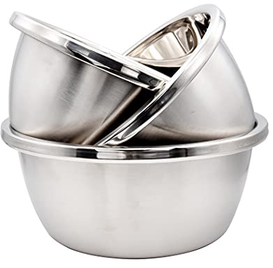 Abcsea 3 Piezas Cuencos para Mezclar, Tazones para Mezclar, Bol de Acero Inoxidable, Ensaladera de Acero Inoxidable para Sopa, Horneado, Mezcla de Alimentos, Servicio de Frutas
