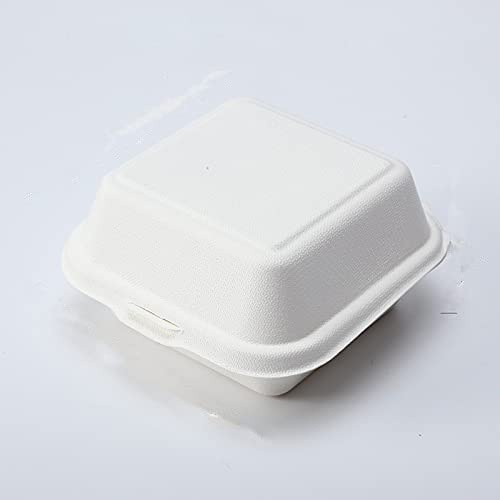 Crysdaralovebi Lot de 20/50 boîtes à bento jetables et respectueuses de l'environnement pour conserver les repas, salade, hamburger, gâteau, inscriptible (blanc, 20 pièces)