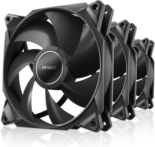 Antec Storm PWM Lot de 3 ventilateurs de boîtier 12 cm, roulement dynamique fluide, 600-2000 tr/min, structure de ventilateur en spirale, chaîne PWM Daisy