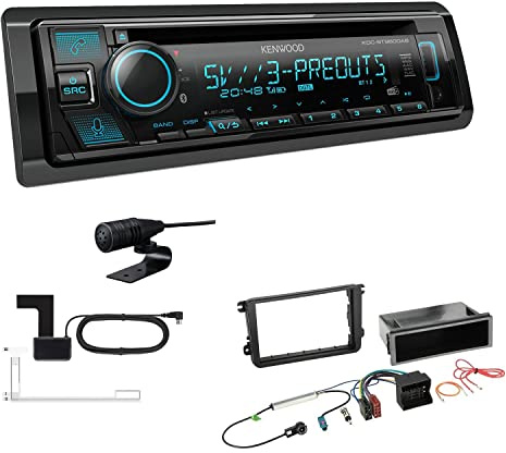Kenwood KDC-BT960DAB 1-DIN Autoradio CD-Tuner mit Bluetooth Digitalradio DAB+ inkl. Einbauset passend für Volkswagen VW Golf V 2003-2013 schwarz