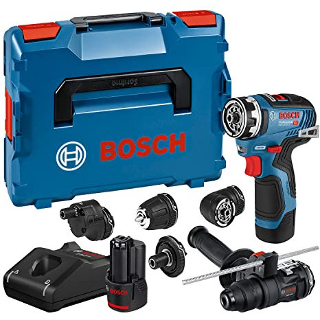Bosch Professional 12V System perceuse-visseuse sans-fil GSR 12V-35 FC (avec 4 adaptateurs, 2 batteries GBA 12V 3,0 Ah, chargeur GAL 12V-40, poignée supplémentaire, dans L-BOXX)