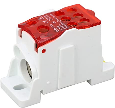 Caja Distribucion Electrica, 690V 160A Conector de Latón Caja de Distribución de Terminales Tiene Carcasa PA66 para Gabinetes De Distribución, Cajas De Distribución(Rojo)