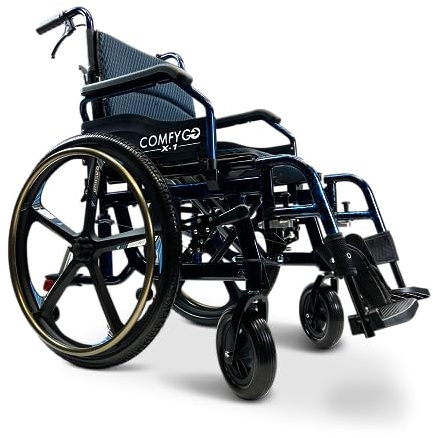 Rollstuhl, manuel leicht faltbar klappbar, abnehmbare Räder, COMFYGO X-1 Special Edition (Blue)