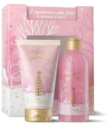 Bottega Verde - Fiaba in Rosa Plus Confezione Regalo | Bagnodoccia 250 ml, Latte Corpo 150 ml e Segna Bicchieri, in un Elegante Cofanetto, Idea Regalo