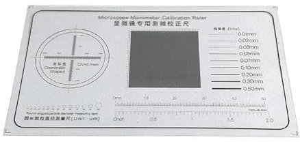 Mikroskop-Zubehör-Set, Mikroskop, Mikrometer, Kalibrierlineal, transparentes PET, runde Partikelgröße, Koordinatenform, Mikroskop-Objektträger