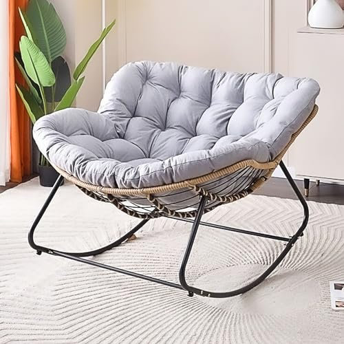 Schaukelstuhl Wohnzimmer, Schwingsessel, Royal Schaukelstuhl, Gepolstertes Kissen, Schaukelstuhl Outdoor, Liegestuhl für den Außenbereich, für Lounge, Rasen, Schlafzimmer, Wohnzimmer ( Color : A )