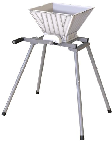 Fruit and Apple Crusher with Stand - 7L Capacity, Manual Juicer Grinder for Wine and Cider Making, Portable Fruit Scratter Pulper (Silver, 1.8 Gallon)
