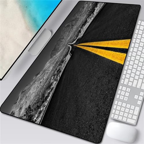 Berge Straße Gaming Mauspad XXL Mousepad 1200x600mm Mauspad groß Vernähte Kanten WassXerdicht Anti-Rutsch für PC,Laptop Verbessert Präzision und Geschwindigkei.