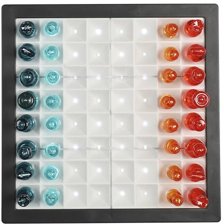 MISTER GADGET, MG3543, Jeu d'Échecs Transparent LED, Échiquier Lumineux, Pièces Noires, Bleues et Blanches, Design Moderne et Élégant pour Joueurs Passionnés