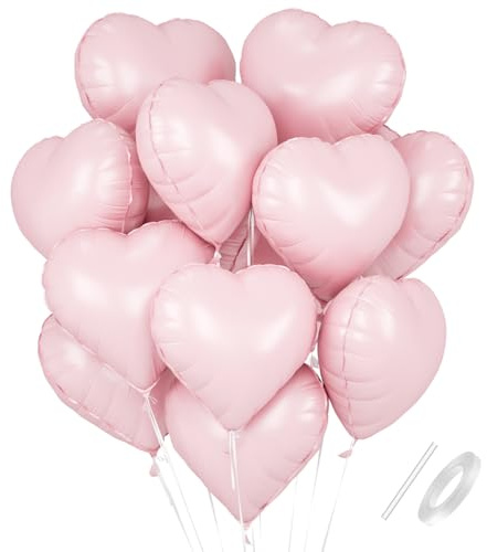 Ljusrosa hjärtballonger, 18 tum Heart Ballonger Helium Bröllop, Rosa Folie Ballong För Födelsedag, Bröllop, Alla hjärtans dag Dekoration
